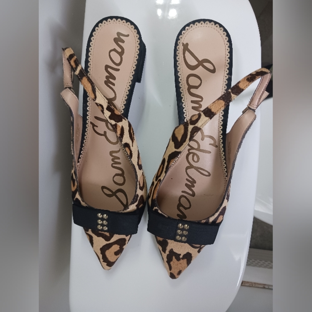 Sam Edelman Alwyn Leopard Print Calf Hair Slingback - Picture 2 of 4